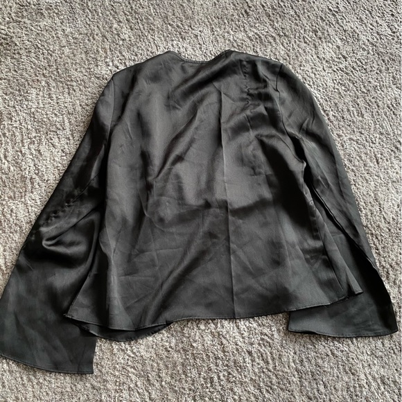 Abbeline South Moon Under Open Tie Front Satin Blouse - Picture 3 of 4